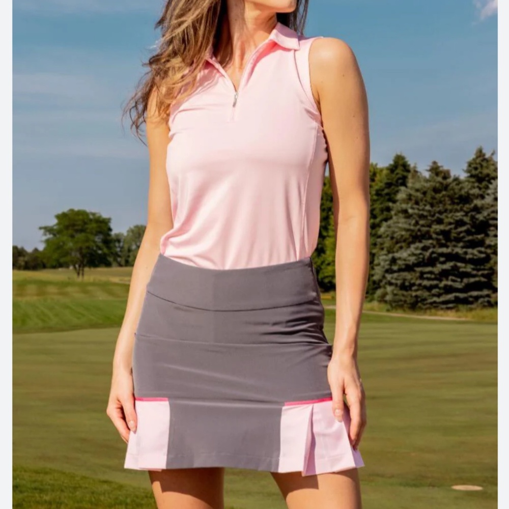 Golftini Set - Skort w/ Matching Pink Sleeveless Cool Girl Polo Top- NWOT